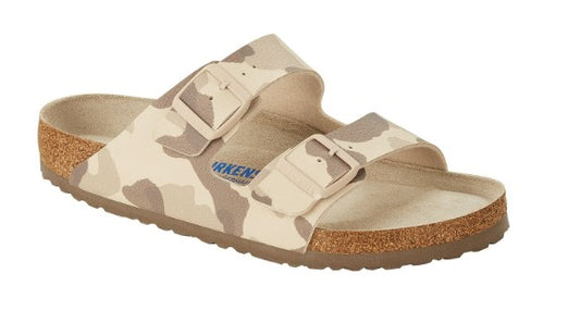 Women's Birkenstock Desert Camo Grey Taupe Arizona Soft Footbed Birko-Flor (Medium/Narrow/Width)