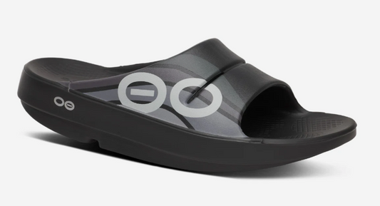 Men's (OOFOS) OOahh Sport Slide Sandal (Black Wave)