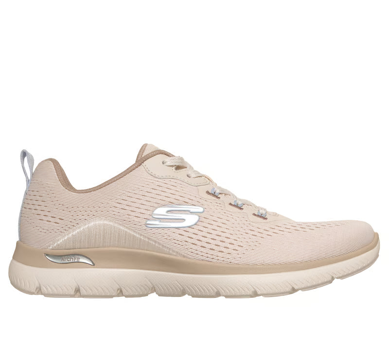 Women's Skechers Arch Fit Summits-Daily Flow (Natural/Taupe)