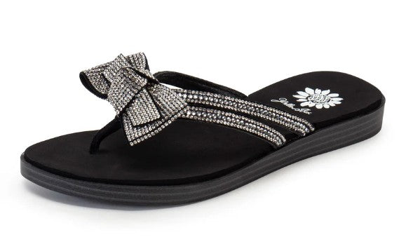 Yellow Box Donna Crystal Bow Sandal (Black)