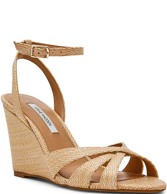 Women's Steve Madden Raffia Natural HARBOR Wedge Sandals