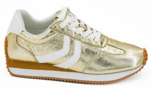 Corkys Kickoff Sneaker (Gold Crinkle Metallic)