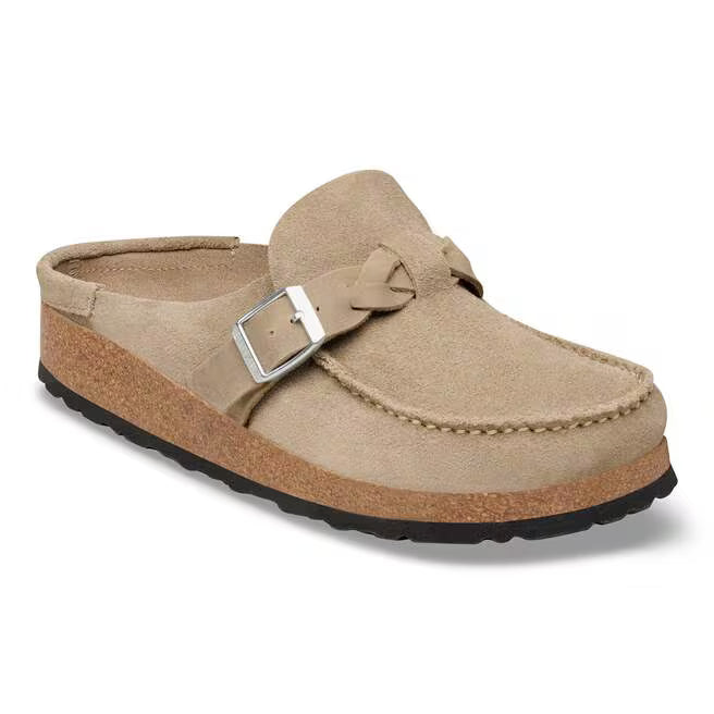 Women's Birkenstock Buckley Braided Suede Leather Taupe (Medium/Narrow/Width)