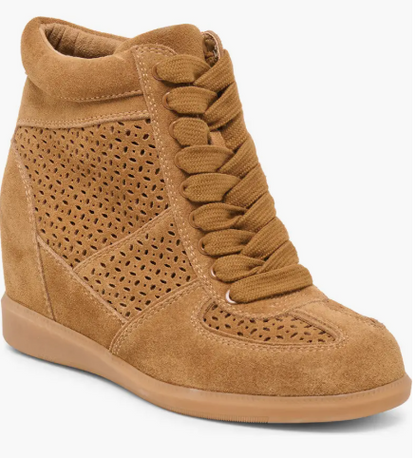 Dolce Vita IRLAH Light Brown Suede High Top Wedge Sneaker