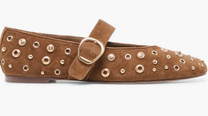 Dolce Vita MELLA Stud Cocoa Suede Mary Jane Ballet Flat