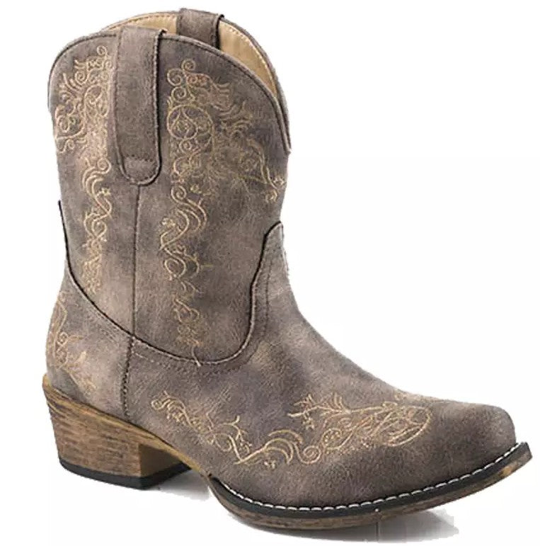 Women's Roper Shorty Snip Vintage Brown Western Boot