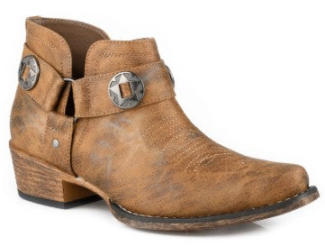 Women's Roper Snip Toe Vintage Tan Faux Leather Bootie