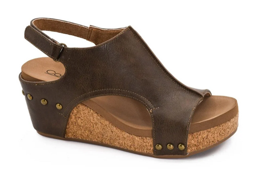 Corkys Carley Wedge Sandal (Chestnut)