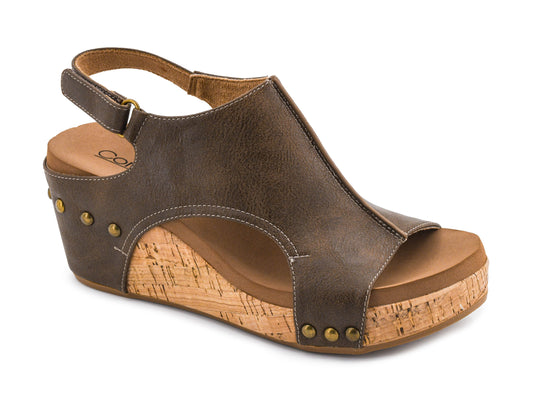 Corkys Carley Wedge Sandal (Chestnut)