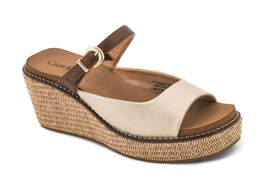 Corkys Treat Yourself Wedge Sandal (Gold Combo)