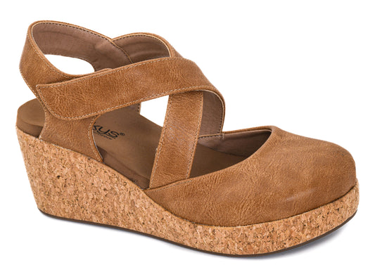 Corkys What's The Rush Wedge Sandal (Cognac)