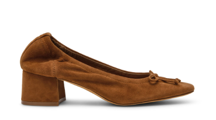 Steve Madden Coretta Chestnut Suede Ballet Block Heel Pumps