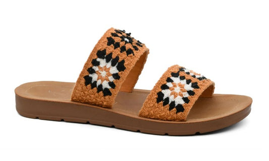 Corkys Toodles Crochet Strap Slide Sandal (Black)