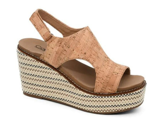 Corkys Freddie Peep Toe Wedge Sandal (Cork)