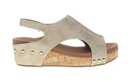 Corkys Volta II Metallic Slingback Wedge Sandal (Gold Texture)