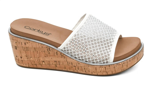 Corkys Let's Mesh Around Wedge Sandal (White)