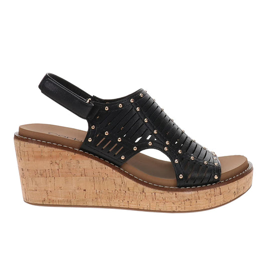 Corkys Can We Go Wedge Slingback Sandal (Black)
