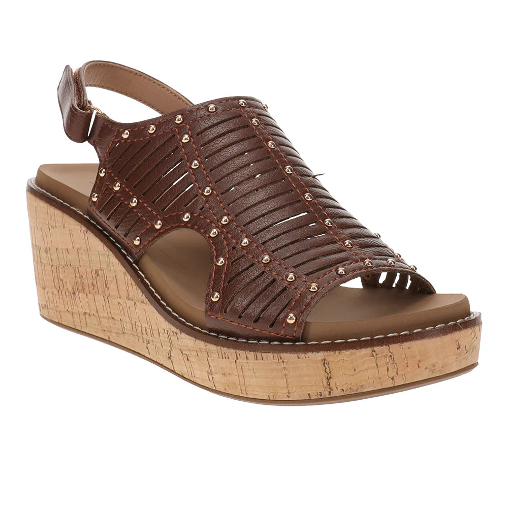 Corkys Can We Go Wedge Slingback Sandal (Brown)