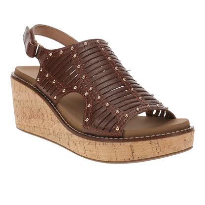 Corkys Can We Go Wedge Slingback Sandal (Brown)