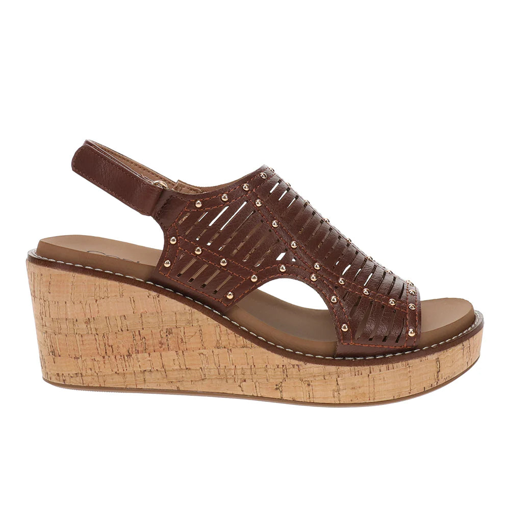 Corkys Can We Go Wedge Slingback Sandal (Brown)