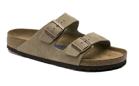 Birkenstock Arizona Soft Footbed (Suede Leather-Taupe) (Medium/Narrow/Width)