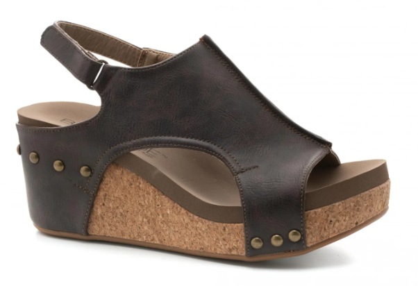 Corkys Carley Wedge Sandal (Chocolate Smooth)