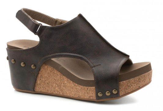 Corkys Carley Wedge Sandal (Chocolate Smooth)