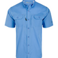 Men's Drake Lifestyle Wingshooter Trey Cotton Solid S/S Shirt (Marina Blue)