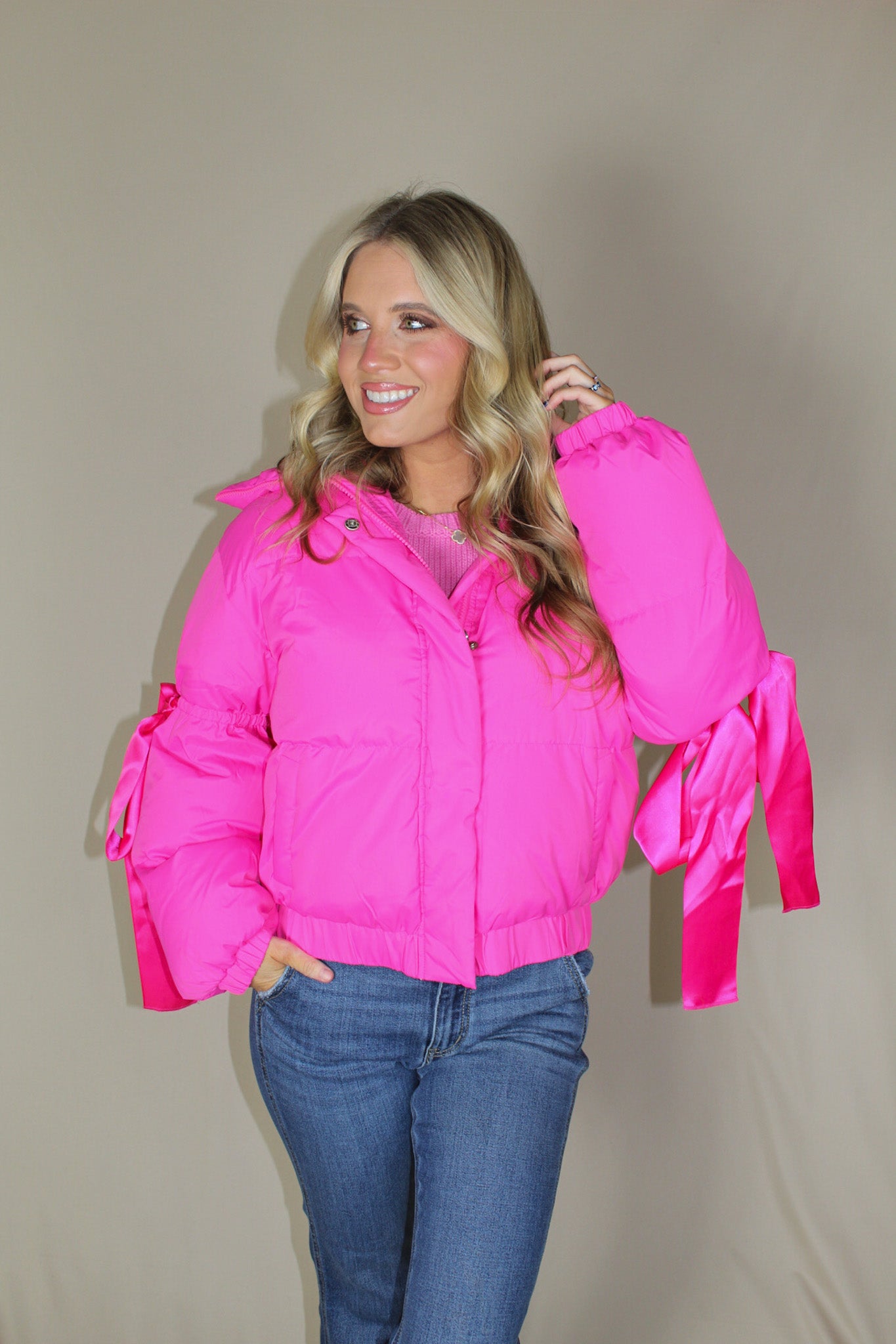 Hot Pink Puffer Jacket