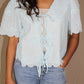 Lace Trim Woven Top (White)