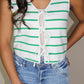 Striped Tie Front Top (Ivory/Green)