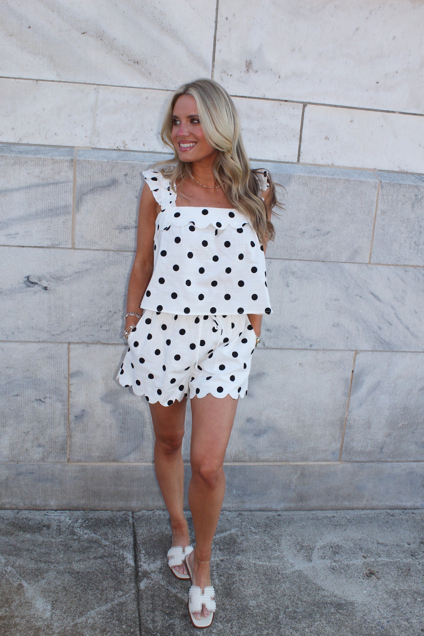 Polka Dot Top - Set (Off White)