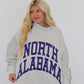 Bucketlist Reversible (NORTH ALABAMA/LIONS) Mockneck Sweatshirt (Heather Grey/Purple)