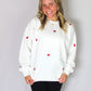 Ladies' Embroidered Santa Hats Sweatshirt (Ivory)