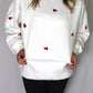 Ladies' Embroidered Santa Hats Sweatshirt (Ivory)