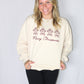 Ladies' Embroidered Gingerbread Men (Merry Christmas) Sweatshirt (Cream)