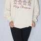Ladies' Embroidered Gingerbread Men (Merry Christmas) Sweatshirt (Cream)