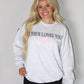 Emboried Jesus Loves You W/Bow Sweatshirt (Ice Grey)