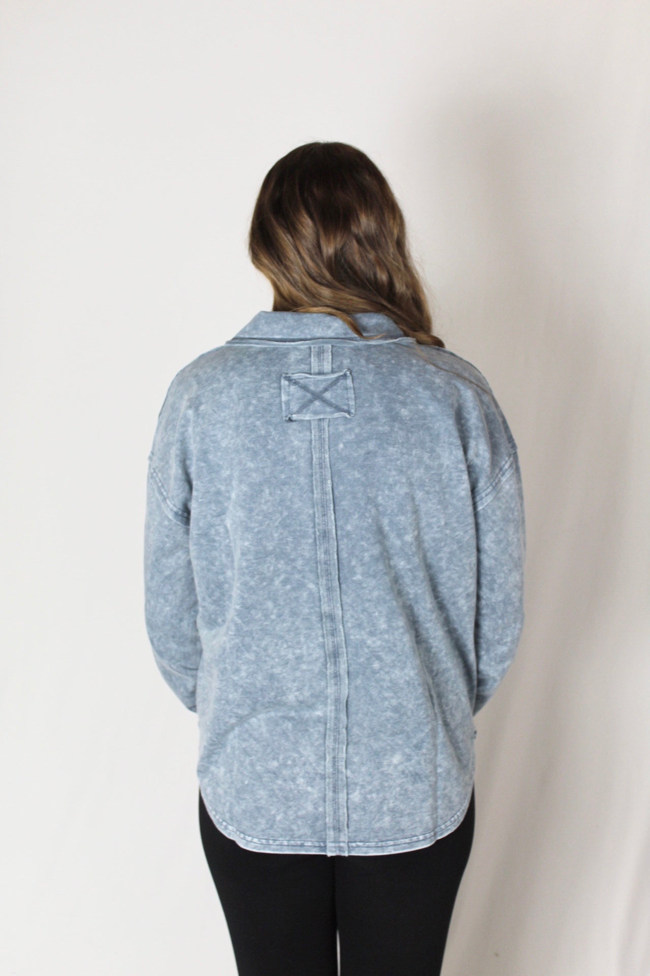 Ladies' Split Neck Mineral Wash L/S