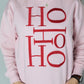 Ladies' Embroidered HOHOHO Sweatshirt (Baby Pink)