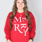 Ladies' Embroidered Merry Sweatshirt (Red)