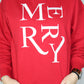 Ladies' Embroidered Merry Sweatshirt (Red)