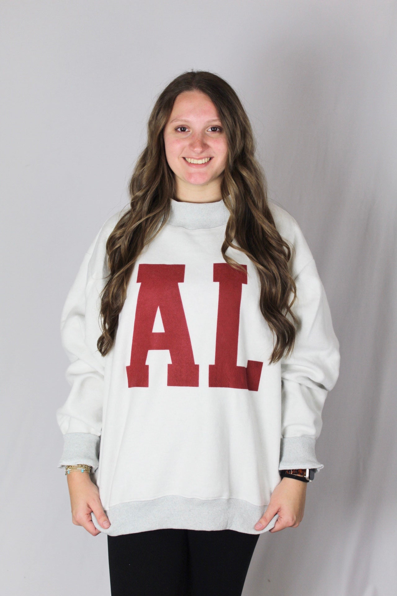 Bucketlist Reversible (ALABAMA/AL) Mockneck Sweatshirt (Heather Grey/Crimson)