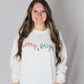 Ladies' Embroidered Merry & Bright Sweatshirt (Ivory)