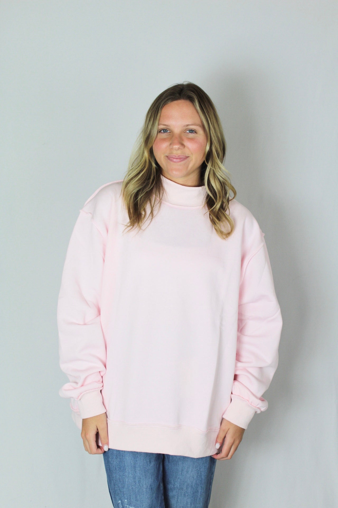 Juniors' Bucketlist Solid Mock Neck Sweatshirt