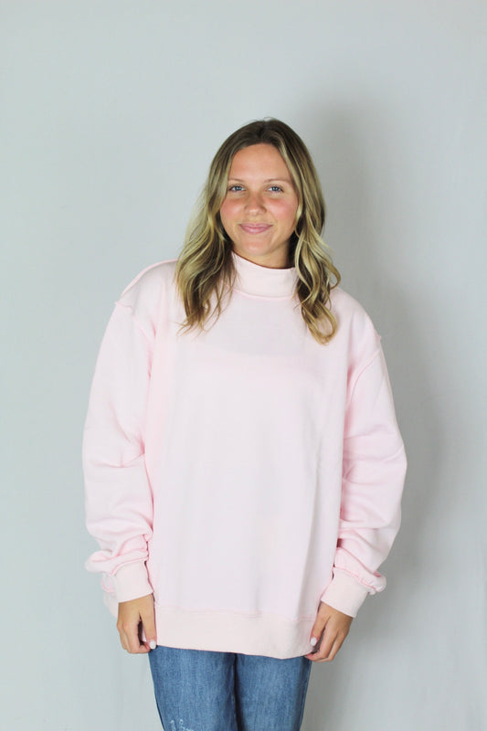 Juniors' Bucketlist Solid Mock Neck Sweatshirt