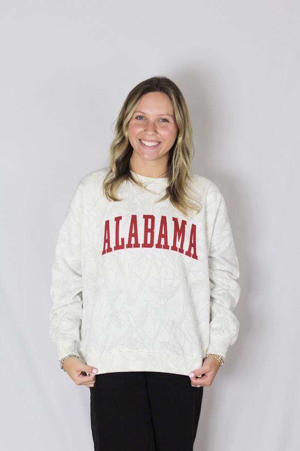 Juniors' Royce Apparel ALABAMA Camo Crewneck Sweatshirt (Ice Woodland)