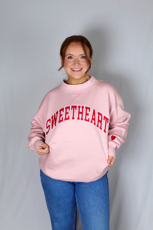 Juniors' Reflex Sweatheart Mock Neck Sweatshirt (Pink)