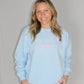 Ladies' Jesus Loves You W/Bow Sweatshirt (Baby Blue)