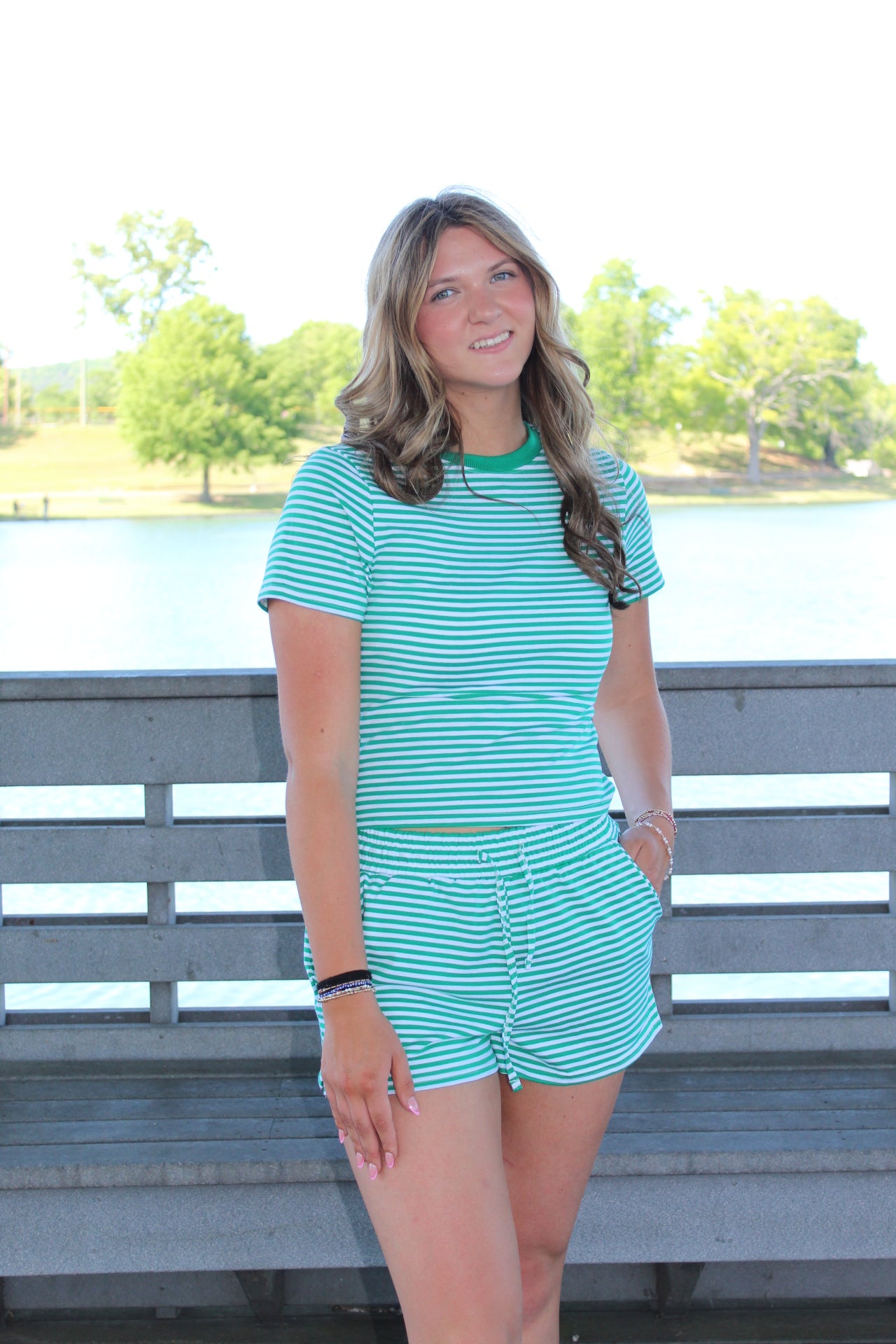 Juniors' Kimberly Striped S/S Top